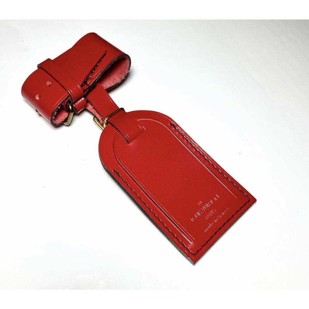 Louis Vuitton Red Leather Tag Goldtone Accent Black Stitching w/ Strap Poignet
